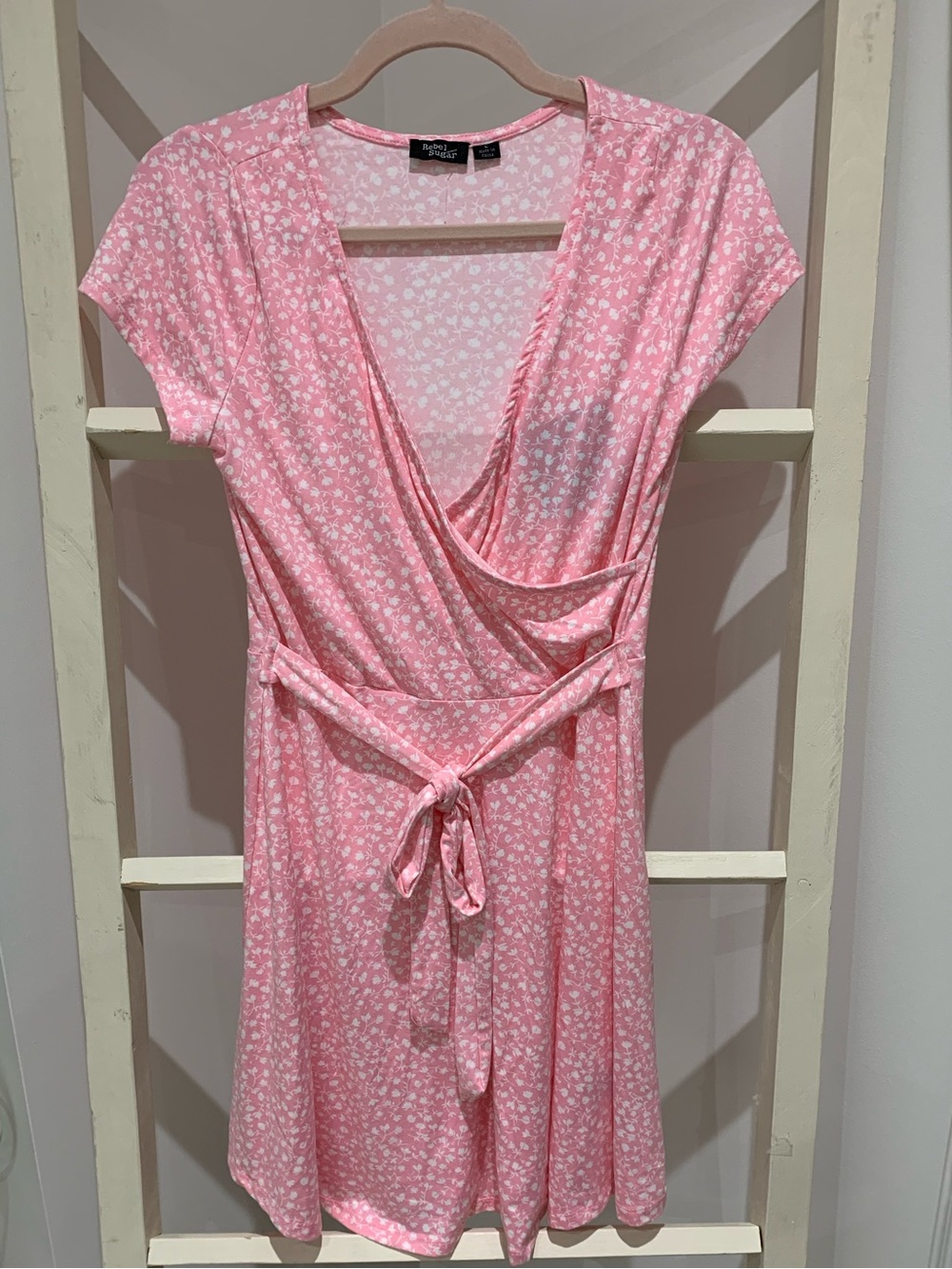 Rebel Sugar Pink & White Floral Wrap Dress